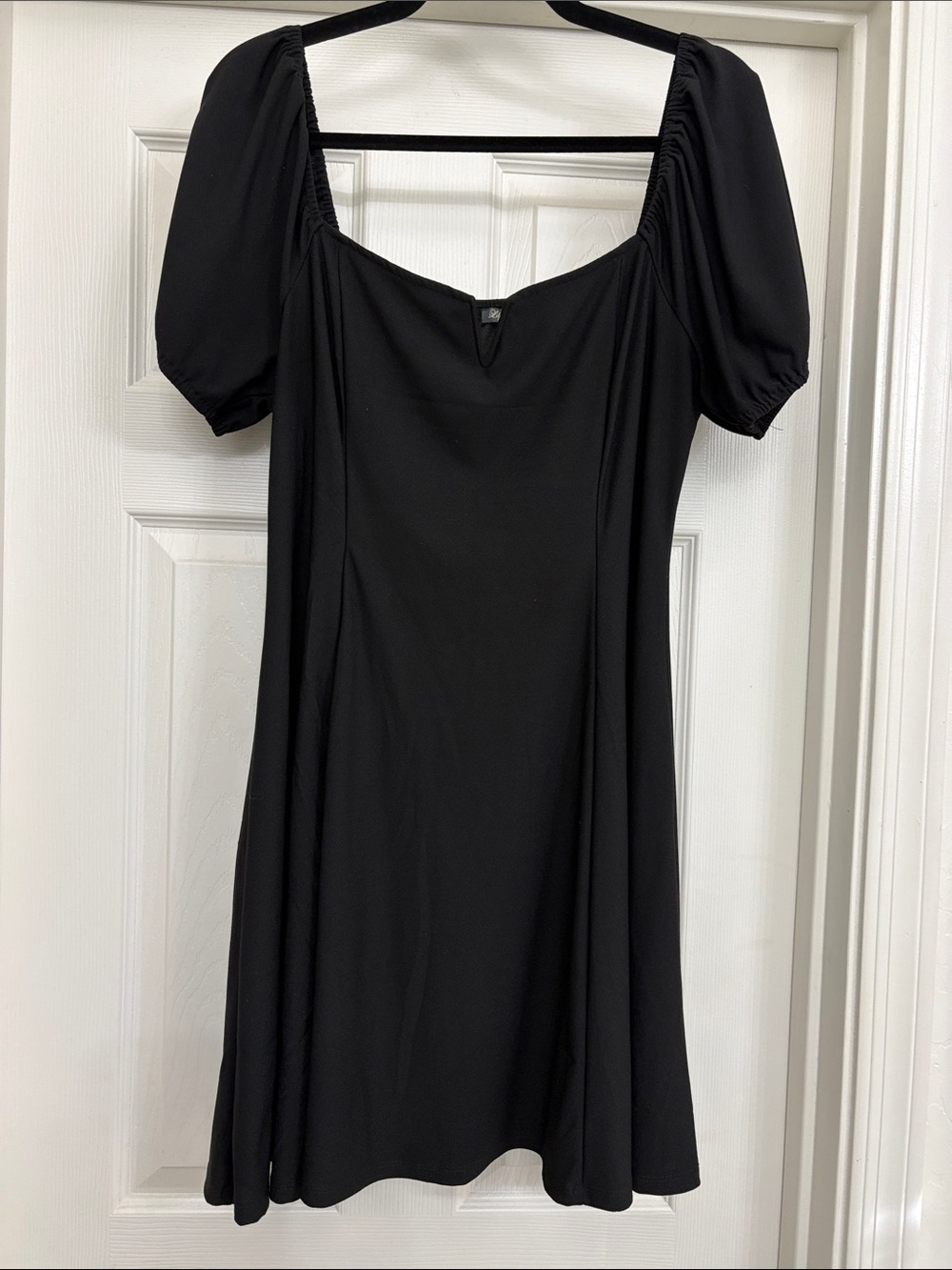 Lily Rose Black Puff-Sleeve Square Neck Dress